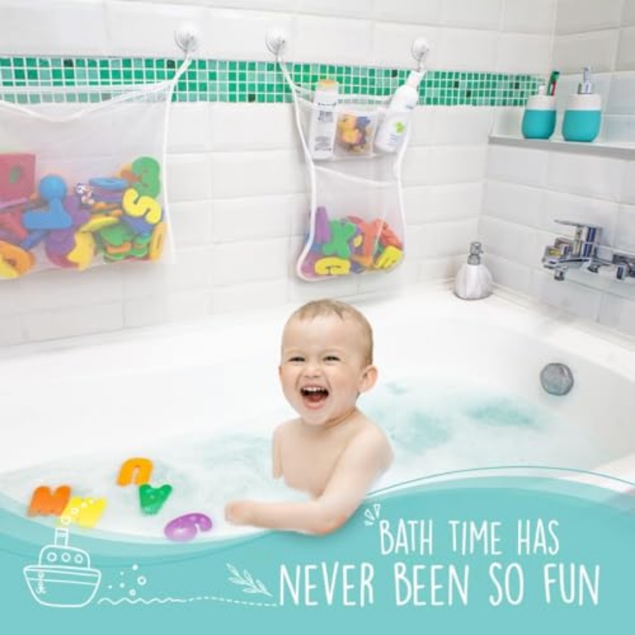 2 x Mesh Bath Toy Organizer +  - Bath Letter Number Foam reseña y precio