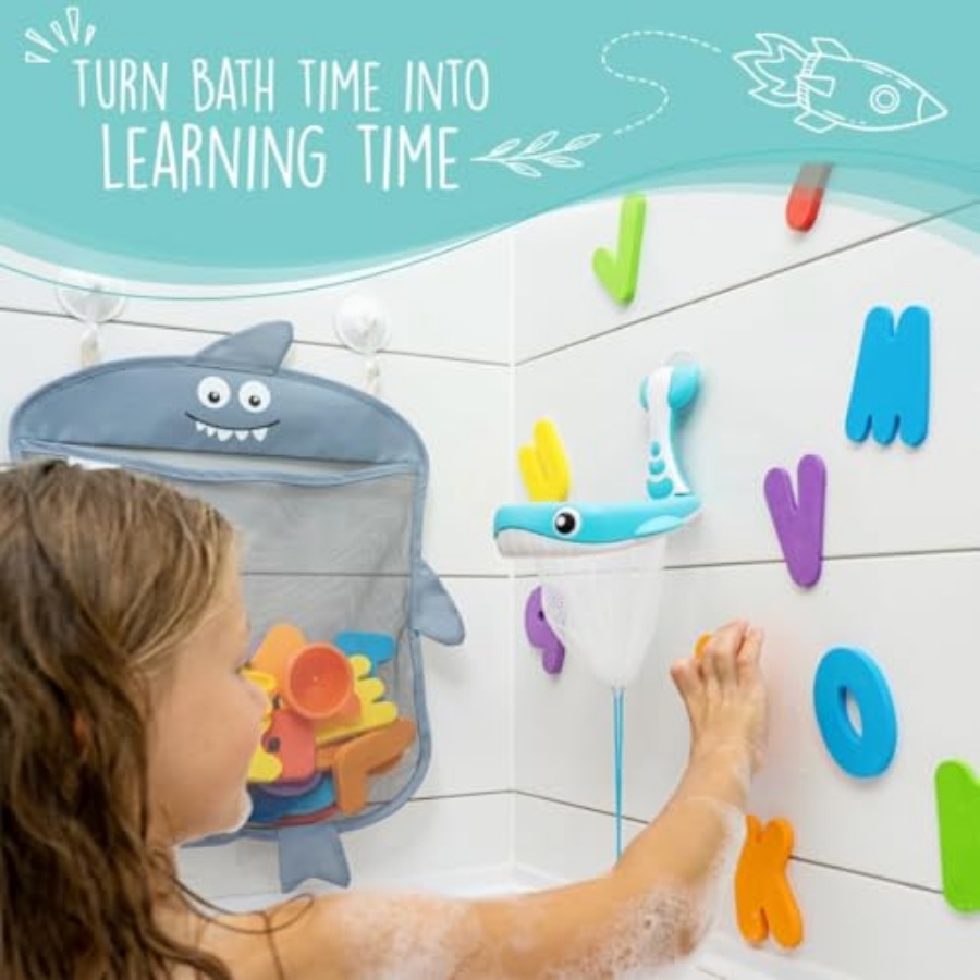 2 x Mesh Bath Toy Organizer +  - Bath Letter Number Foam reseña y precio