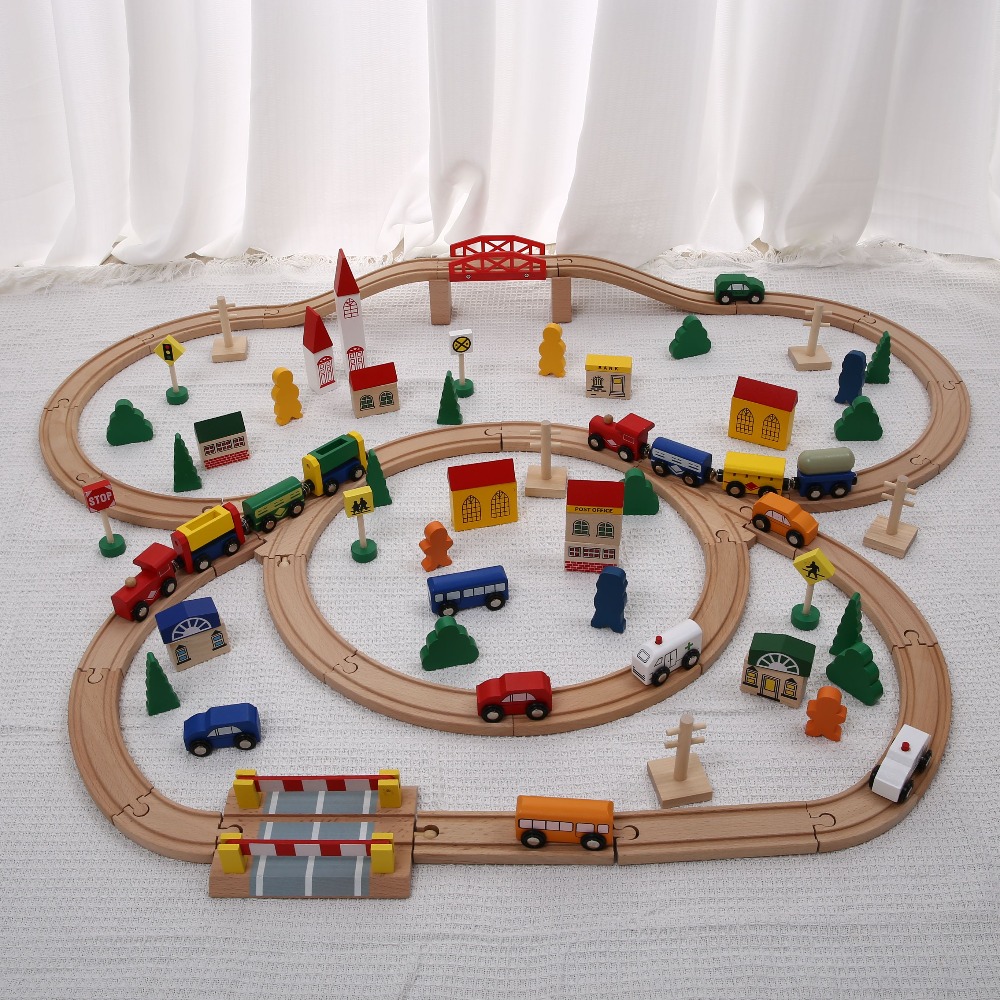 Wooden train set with track sl - Toy Train Track Set reseña y precio