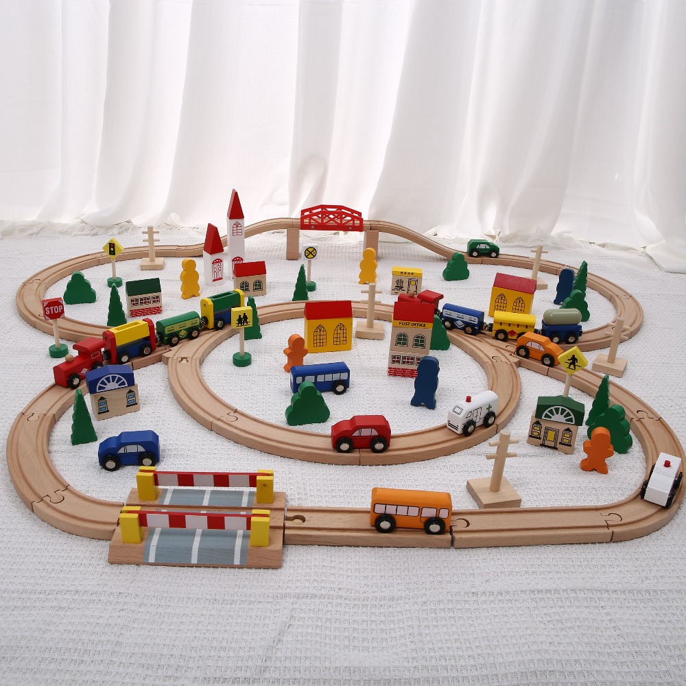 Wooden train set with track sl - Toy Train Track Set reseña y precio