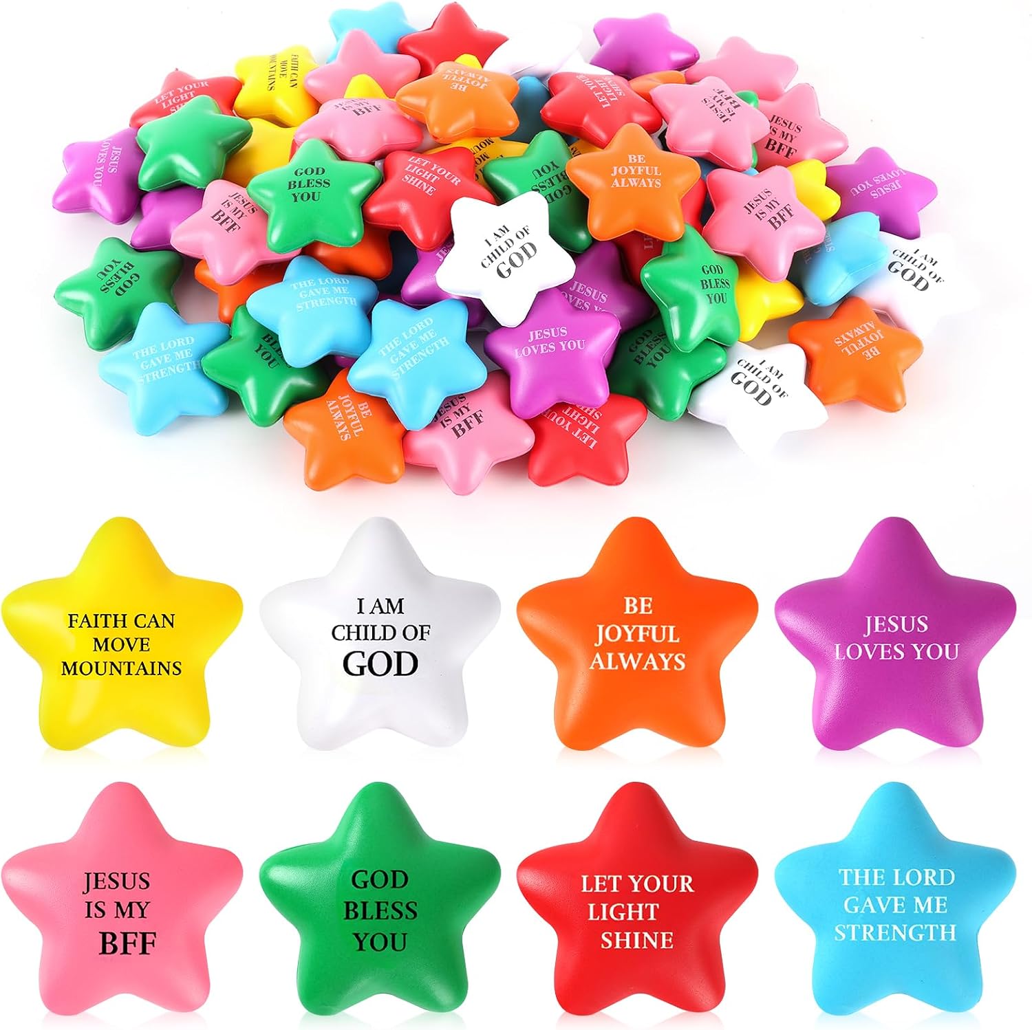 64 Pcs Christian Star Stress B - Kids Toys Quotes reseña y precio