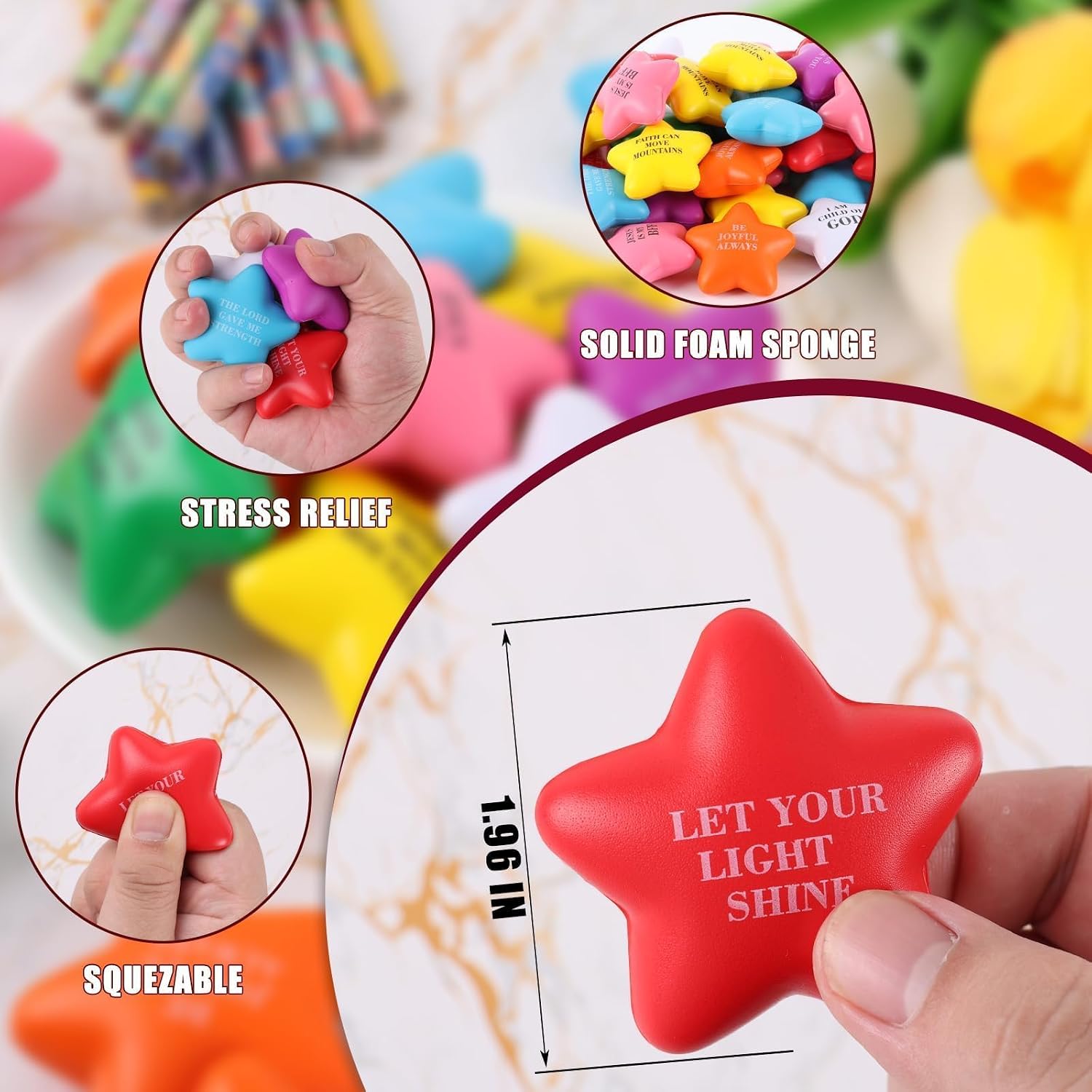 64 Pcs Christian Star Stress B - Kids Toys Quotes reseña y precio