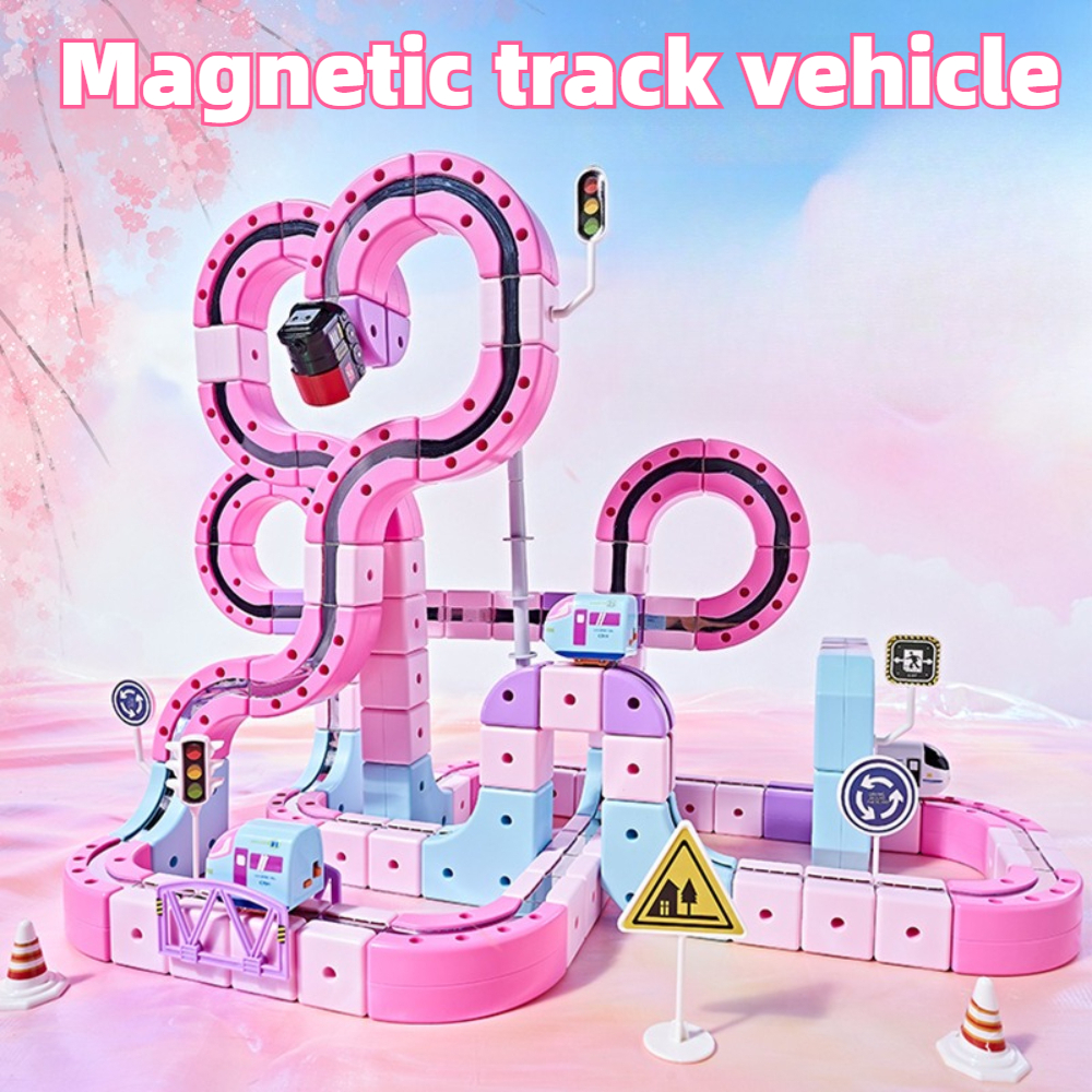 Pink Magnetic Building Block T - Toy Train Track Set reseña y precio