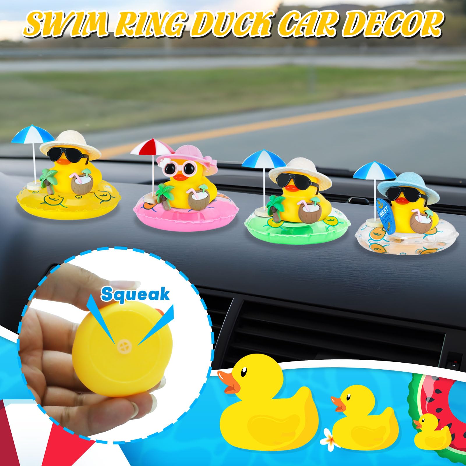 Rubber Duck Car Ornaments Sque - Rubber Duck Bath reseña y precio